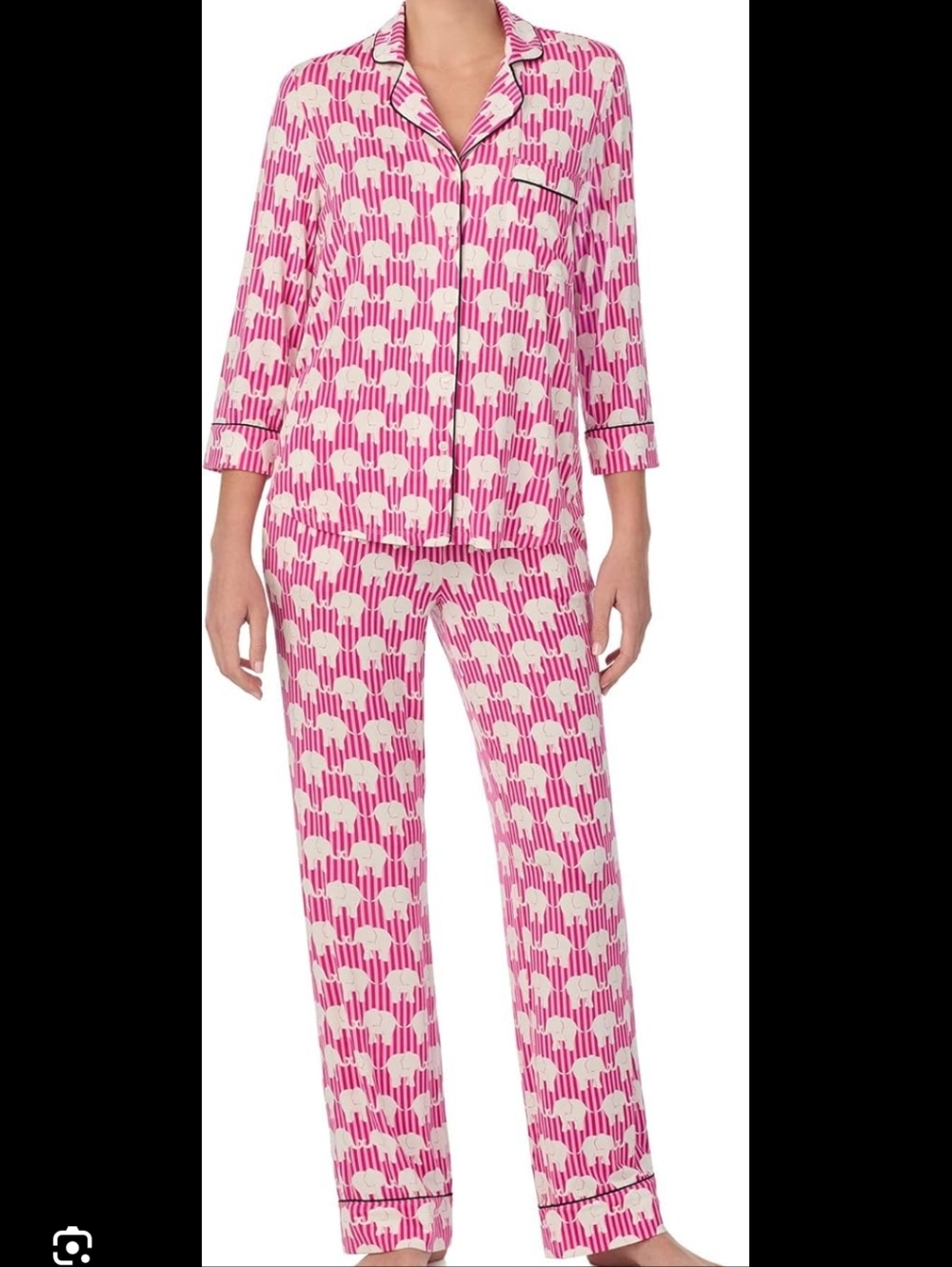 Kate Spade Pink Elephant Two-Piece Pajama Set Az Xs
